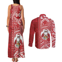 Tonga Christmas Couples Matching Tank Maxi Dress and Long Sleeve Button Shirt Kilisimasi Fiefia DT05 - Polynesian Pride