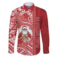Tonga Christmas Family Matching Puletasi and Hawaiian Shirt Kilisimasi Fiefia DT05 Dad's Shirt - Long Sleeve Red - Polynesian Pride