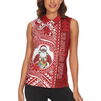 Tonga Christmas Women Sleeveless Polo Shirt Kilisimasi Fiefia DT05 - Polynesian Pride