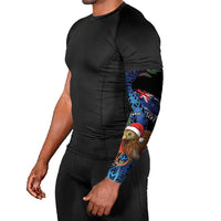 Personalised New Zealand Christmas Arm Sleeves Santa Kiwi Bird With Pohutukawa Flowers DT05 - Polynesian Pride