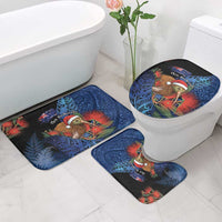New Zealand Christmas Bathroom Set Santa Kiwi Bird With Pohutukawa Flowers DT05 - Polynesian Pride