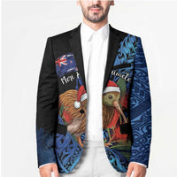 Personalised New Zealand Christmas Blazer Santa Kiwi Bird With Pohutukawa Flowers DT05 - Polynesian Pride