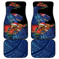 Personalised New Zealand Christmas Car Mats Santa Kiwi Bird With Pohutukawa Flowers DT05 - Polynesian Pride