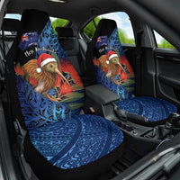 New Zealand Christmas Car Seat Cover Santa Kiwi Bird With Pohutukawa Flowers DT05 One Size Navy - Polynesian Pride