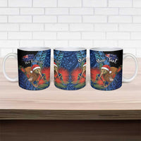 Personalised New Zealand Christmas Ceramic Mug Santa Kiwi Bird With Pohutukawa Flowers DT05 - Polynesian Pride