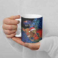 Personalised New Zealand Christmas Ceramic Mug Santa Kiwi Bird With Pohutukawa Flowers DT05 - Polynesian Pride