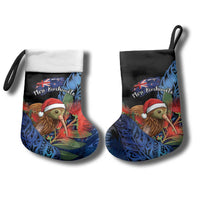 Personalised New Zealand Christmas Stocking Santa Kiwi Bird With Pohutukawa Flowers DT05 - Polynesian Pride