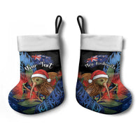 Personalised New Zealand Christmas Stocking Santa Kiwi Bird With Pohutukawa Flowers DT05 - Polynesian Pride