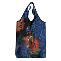 New Zealand Christmas Grocery Bag Santa Kiwi Bird With Pohutukawa Flowers DT05 - Polynesian Pride
