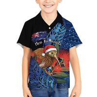 Personalised New Zealand Christmas Hawaiian Shirt Santa Kiwi Bird With Pohutukawa Flowers DT05 - Polynesian Pride