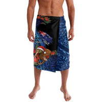 Personalised New Zealand Christmas Lavalava Santa Kiwi Bird With Pohutukawa Flowers DT05 Navy - Polynesian Pride