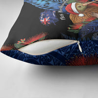 New Zealand Christmas Pillow Cover Santa Kiwi Bird With Pohutukawa Flowers DT05 - Polynesian Pride