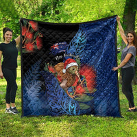 New Zealand Christmas Quilt Santa Kiwi Bird With Pohutukawa Flowers DT05 - Polynesian Pride