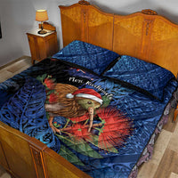New Zealand Christmas Quilt Bed Set Santa Kiwi Bird With Pohutukawa Flowers DT05 - Polynesian Pride