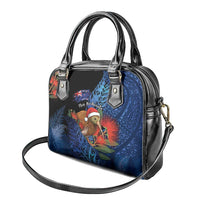 New Zealand Christmas Shoulder Handbag Santa Kiwi Bird With Pohutukawa Flowers DT05 - Polynesian Pride