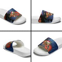 New Zealand Christmas Slide Sandals Santa Kiwi Bird With Pohutukawa Flowers DT05 - Polynesian Pride