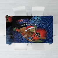 New Zealand Christmas Tablecloth Santa Kiwi Bird With Pohutukawa Flowers DT05 Navy - Polynesian Pride