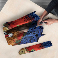New Zealand Christmas Umbrella Santa Kiwi Bird With Pohutukawa Flowers DT05 - Polynesian Pride