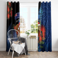 New Zealand Christmas Window Curtain Santa Kiwi Bird With Pohutukawa Flowers DT05 - Polynesian Pride