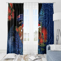 New Zealand Christmas Window Curtain Santa Kiwi Bird With Pohutukawa Flowers DT05 - Polynesian Pride