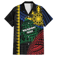 Personalised Philippines Christmas Family Matching Long Sleeve Bodycon Dress and Hawaiian Shirt Xmas Tree Filipino Tribal Patterns DT05 Dad's Shirt - Short Sleeve Black - Polynesian Pride