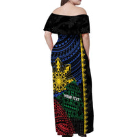 Personalised Philippines Christmas Family Matching Off Shoulder Maxi Dress and Hawaiian Shirt Xmas Tree Filipino Tribal Patterns DT05 - Polynesian Pride