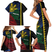 Personalised Philippines Christmas Family Matching Short Sleeve Bodycon Dress and Hawaiian Shirt Xmas Tree Filipino Tribal Patterns DT05 - Polynesian Pride