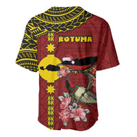Rotuma Christmas Baseball Jersey Rotuma Myzomela Birds With Hibiscus Flowers - Polynesian Pride