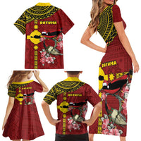 Rotuma Christmas Family Matching Short Sleeve Bodycon Dress and Hawaiian Shirt Rotuma Myzomela Birds With Hibiscus Flowers DT05 - Polynesian Pride