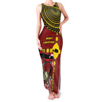 Rotuma Christmas Family Matching Tank Maxi Dress and Hawaiian Shirt Rotuma Myzomela Birds With Hibiscus Flowers DT05 Mom's Dress Red - Polynesian Pride