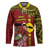 Rotuma Christmas Hockey Jersey Rotuma Myzomela Birds With Hibiscus Flowers DT05 Unisex Red - Polynesian Pride