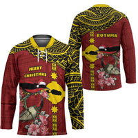 Rotuma Christmas Hockey Jersey Rotuma Myzomela Birds With Hibiscus Flowers DT05 - Polynesian Pride