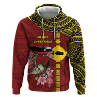 Rotuma Christmas Hoodie Rotuma Myzomela Birds With Hibiscus Flowers DT05 Pullover Hoodie Red - Polynesian Pride