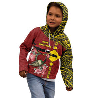Rotuma Christmas Kid Hoodie Rotuma Myzomela Birds With Hibiscus Flowers - Polynesian Pride