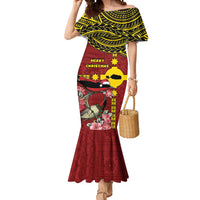 Rotuma Christmas Mermaid Dress Rotuma Myzomela Birds With Hibiscus Flowers DT05 Women Red - Polynesian Pride