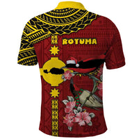 Rotuma Christmas Polo Shirt Rotuma Myzomela Birds With Hibiscus Flowers DT05 - Polynesian Pride