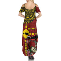 Rotuma Christmas Summer Maxi Dress Rotuma Myzomela Birds With Hibiscus Flowers DT05 - Polynesian Pride