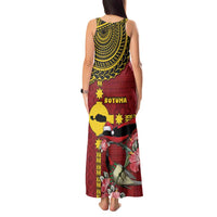 Rotuma Christmas Tank Maxi Dress Rotuma Myzomela Birds With Hibiscus Flowers DT05 - Polynesian Pride
