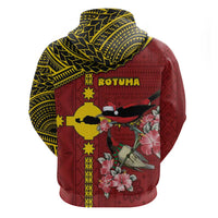 Rotuma Christmas Zip Hoodie Rotuma Myzomela Birds With Hibiscus Flowers DT05 - Polynesian Pride