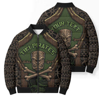 Personalised Hawaii Tiki Pirates Bomber Puffer Jacket Kakau Pattern Polynesian Style