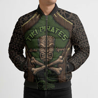 Personalised Hawaii Tiki Pirates Bomber Puffer Jacket Kakau Pattern Polynesian Style
