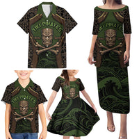 Personalised Hawaii Tiki Pirates Family Matching Puletasi and Hawaiian Shirt Kakau Pattern Polynesian Style DT05 - Polynesian Pride