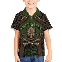 Personalised Hawaii Tiki Pirates Kid Hawaiian Shirt Kakau Pattern Polynesian Style