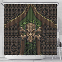 Hawaii Tiki Pirates Shower Curtain Kakau Pattern Polynesian Style