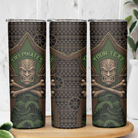 Personalised Hawaii Tiki Pirates Skinny Tumbler Kakau Pattern Polynesian Style