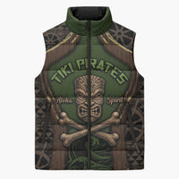 Personalised Hawaii Tiki Pirates Sleeveless Puffer Jacket Kakau Pattern Polynesian Style
