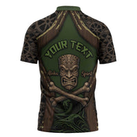 Personalised Hawaii Tiki Pirates Zipper Polo Shirt Kakau Pattern Polynesian Style