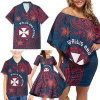 Personalised Wallis And Futuna Family Matching Off Shoulder Short Dress and Hawaiian Shirt Hibiscus Polynesian Tribal Pattern DT05 - Polynesian Pride