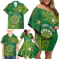 Personalised Cook Islands Family Matching Off Shoulder Short Dress and Hawaiian Shirt Hibiscus Polynesian Tribal Pattern DT05 - Polynesian Pride