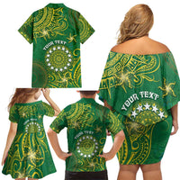 Personalised Cook Islands Family Matching Off Shoulder Short Dress and Hawaiian Shirt Hibiscus Polynesian Tribal Pattern DT05 - Polynesian Pride